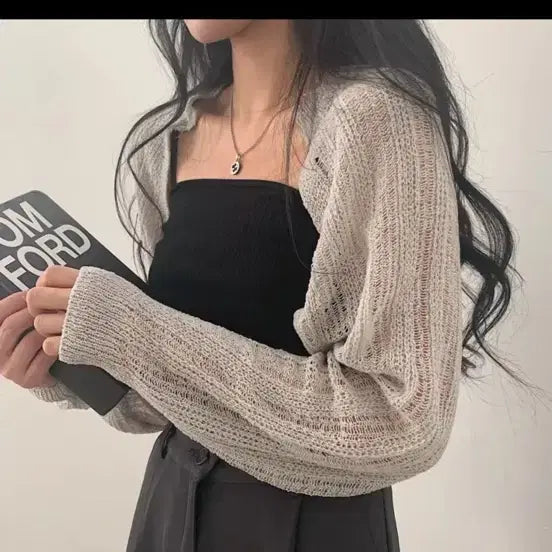 [BUNJANG] Light Grey Bolero Cardigan / 연그레이 볼레로 가디건