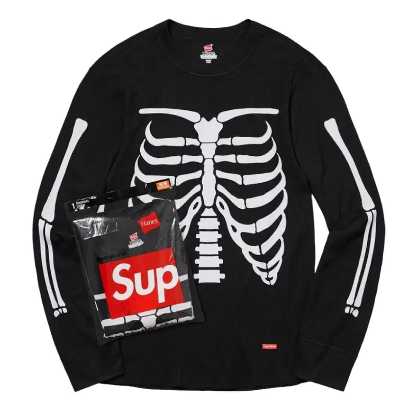 [BUNJANG] Supreme Hanes Bones Thermal Crew Black M / 슈프림 헤인즈 본즈 써멀 크루 블랙 M
