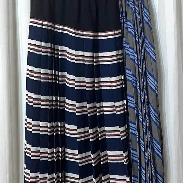 [BUNJANG] Multi Stripe Poly Pleated Skirt (New) / (새상품) 멀티 스트라이프 폴리 플리츠 스커트 55-66반