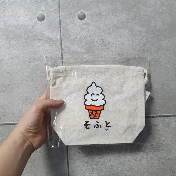 [BUNJANG] Oekaki-san Soft Ice Cream Drawstring Pouch / 오에카키상 소프트 아이스크림 조리개 파우치 스트링 파우치