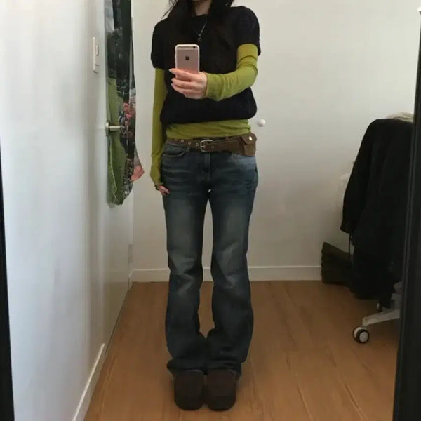 [BUNJANG] Avery Low-Rise Bootcut Denim / 에이블리) 로우라이즈 부츠컷 데님