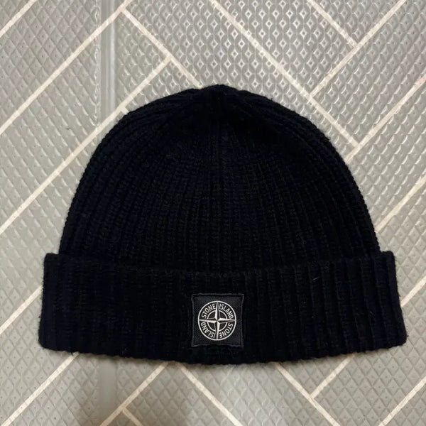 [BUNJANG] Stone Island Ribbed Wool Beanie Black / 스톤아일랜드 비니