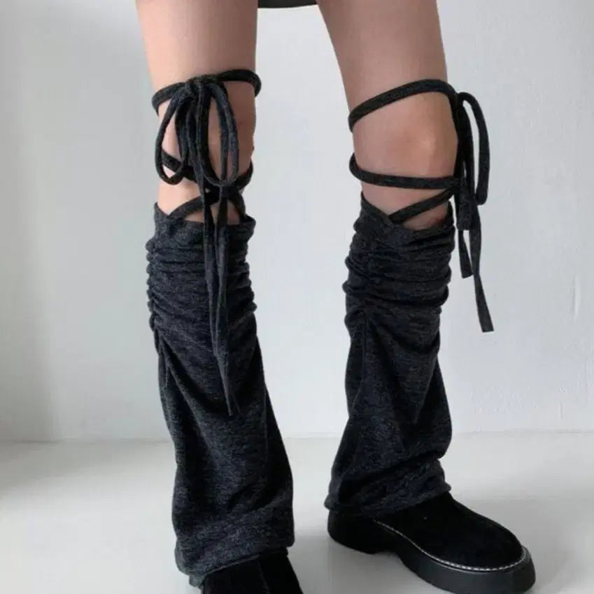 [BUNJANG] Shirring String Bootcut Leg Warmers / 셔링 스트링 부츠컷 레그워머 블랙 / 화이트