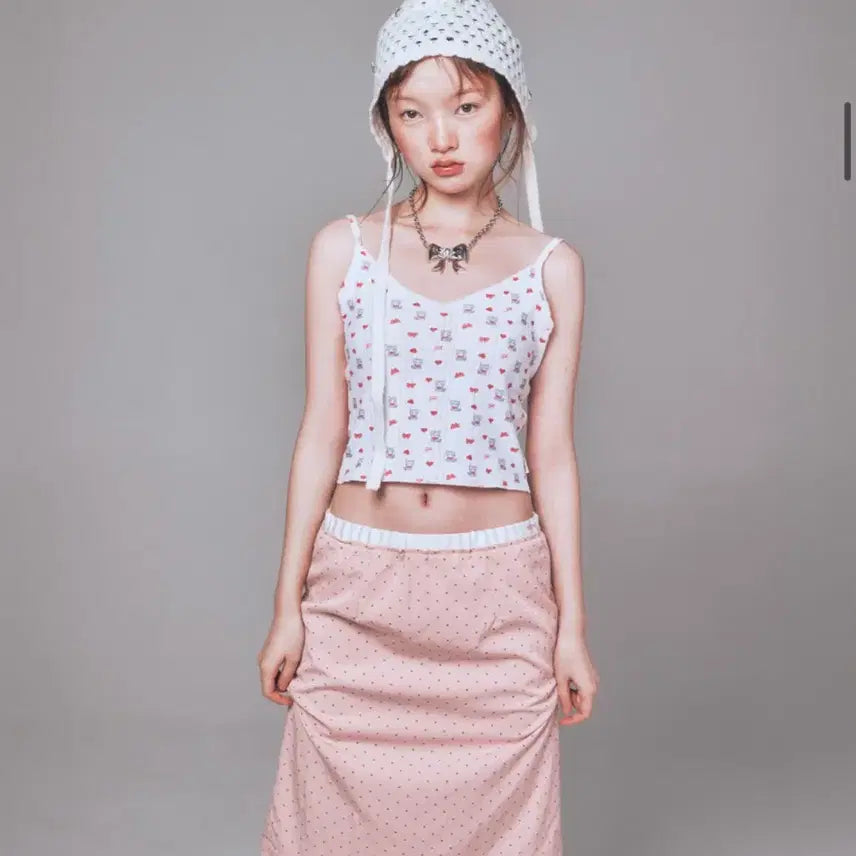 [BUNJANG] YOOHEE Dot Midi Skirt Pink / 유희 도트 핑크 미디 스커트 양도