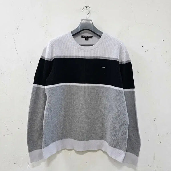 [BUNJANG] Michael Kors Block Stripe Waffle Knit L / 마이클코어스 블록 스트라이프 와플 니트 L