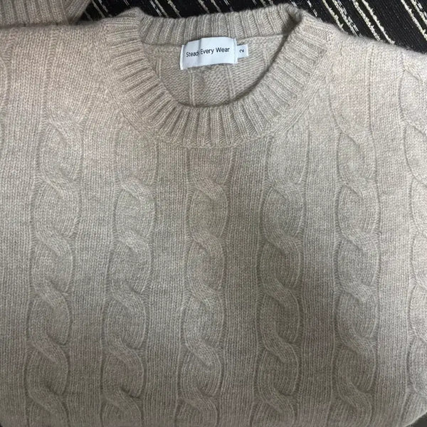 [BUNJANG] STeADY EVERYWHERE Wool Cashmere Cable Knit Beige / 스테드에브리웨어 울캐시미우 케이블 니트 베이지