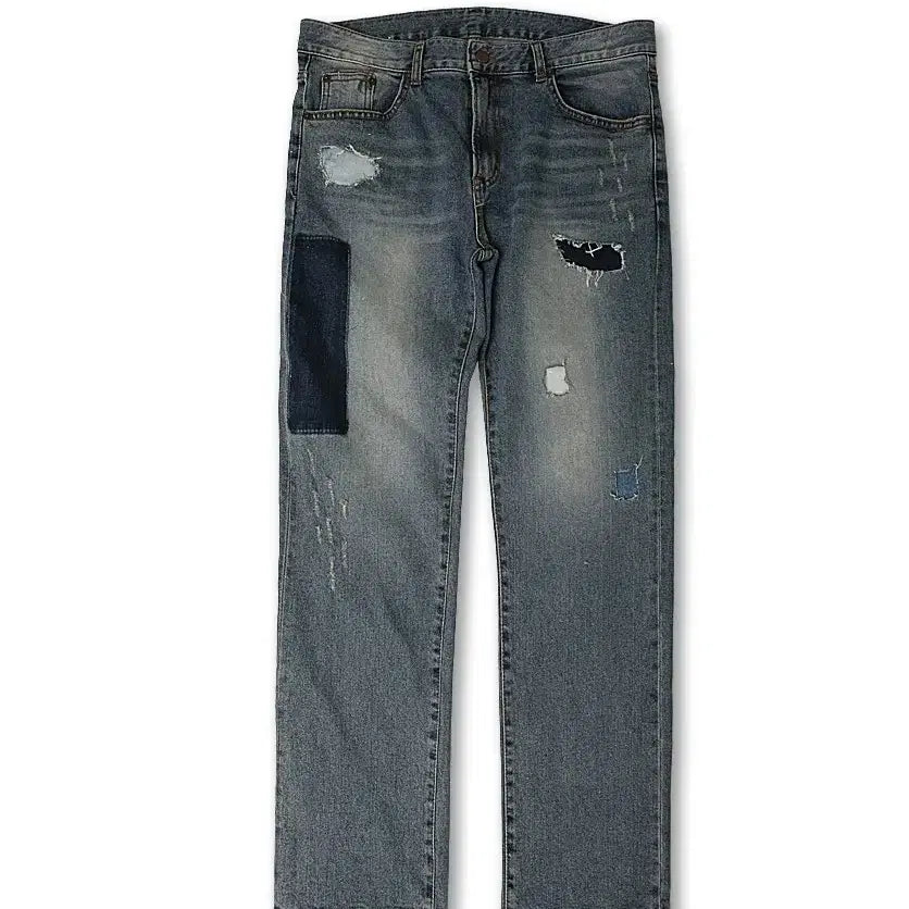 [BUNJANG] Self-Produced Vintage Wash Denim Jeans Patchwork Distressed / [새상품] 빈티지 워싱 데님 청바지 패치워크 디스트로이드 자체제작