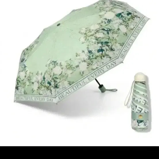 [BUNJANG] Floral Pattern Folding Manual Umbrella / 플로럴 패턴 접이식 수동 양산 새상품