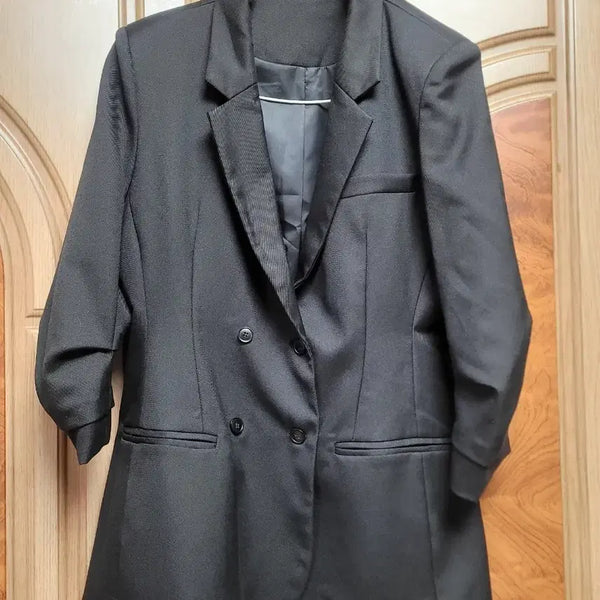 [BUNJANG] Black Roll-Up Sleeve Semi Oversized Jacket / 블랙 롤업 소매 세미 오버핏자켓