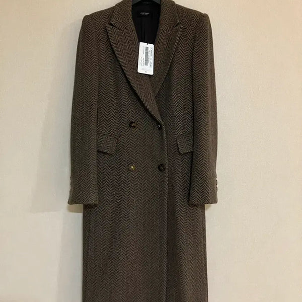 [BUNJANG] JILLSTUART NEW YORK Classic Wool Herringbone Long Coat (Size 55) / 질스튜어트뉴욕 클래식 울 롱코트 55 made in Italy