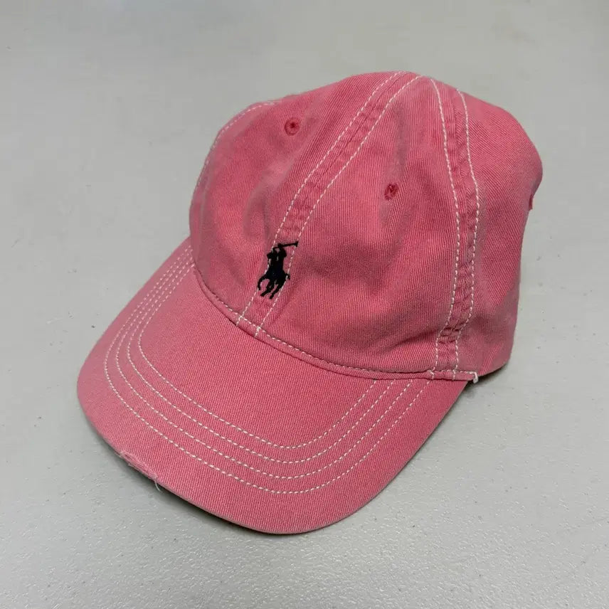 [BUNJANG] Polo 90s Ball Cap Pink / 폴로 90s 볼캡 핑크 데미지 스티치