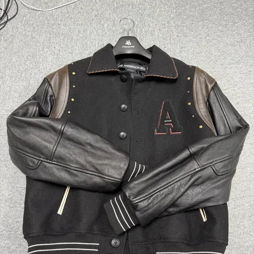 [BUNJANG] Andersson Bell A Patch Wool & Leather Varsity Jacket / 앤더슨벨 A 패치 울 & 레더 바시티 자켓