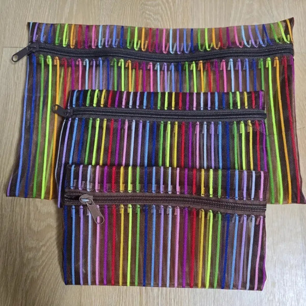 [BUNJANG] Multi-Purpose Pouch Set (3 Types) - Stripe Design / 다용도 파우치 3종 세트 스트라이프
