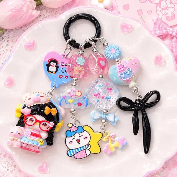 [BUNJANG] Hello Kitty Handmade Bead Keychain / 키티 피규어 핸드메이드 비즈 키링