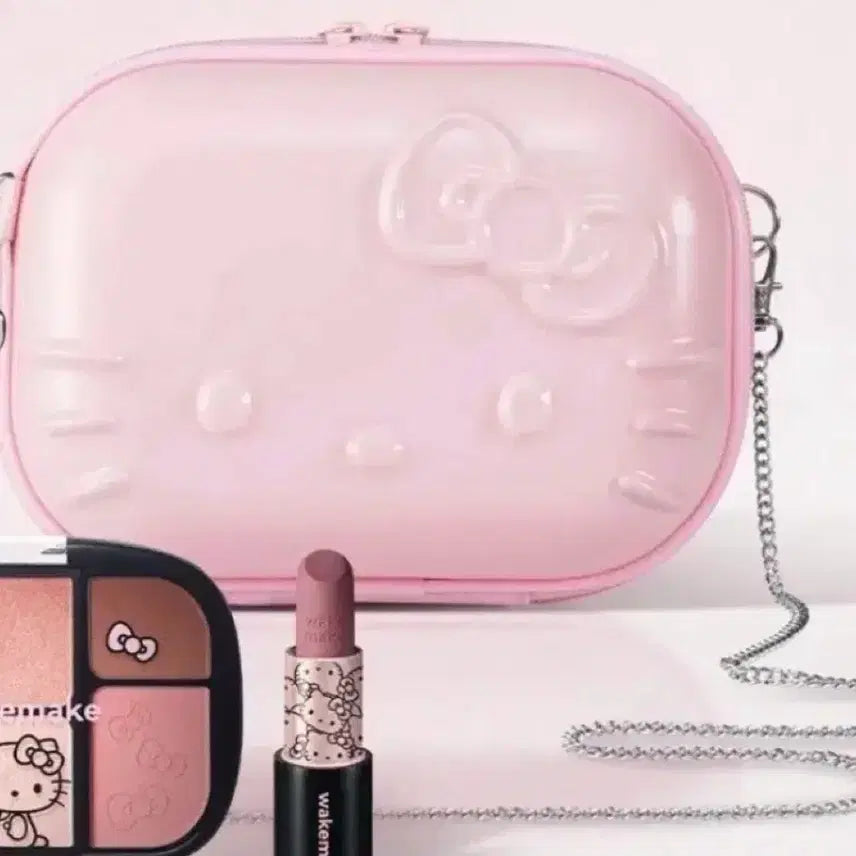 [BUNJANG] WAKEMAKE Hello Kitty Pink Ready Bag Mini Bag / 웨이크메이크 헬로키티 립앤아이 키트 핑크 레디백