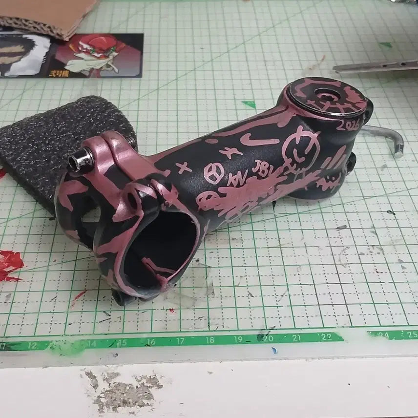 [BUNJANG] Custom Painted Bicycle Handle Stem - Pink & Black / 자전거 핸들 스템 커스텀 도색 핑크 블랙