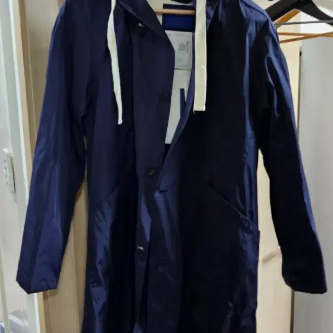 [BUNJANG] Document Hooded Spring Coat Navy S / 도큐먼트 후디드 스프링 코트 네이비 S