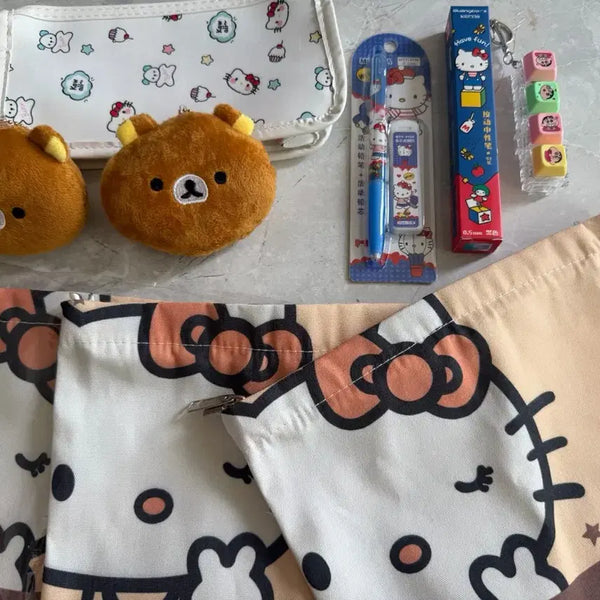 [BUNJANG] Rilakkuma & Hello Kitty Bundle Stationery Set / 일괄) 리락쿠마 키링 헬로키티 파우치 다꾸 샤프 볼펜 키캡