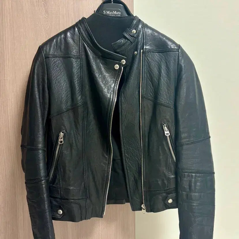 [BUNJANG] Sandro Black Leather Rider Jacket / 산드로 레더 라이더 자켓 블랙
