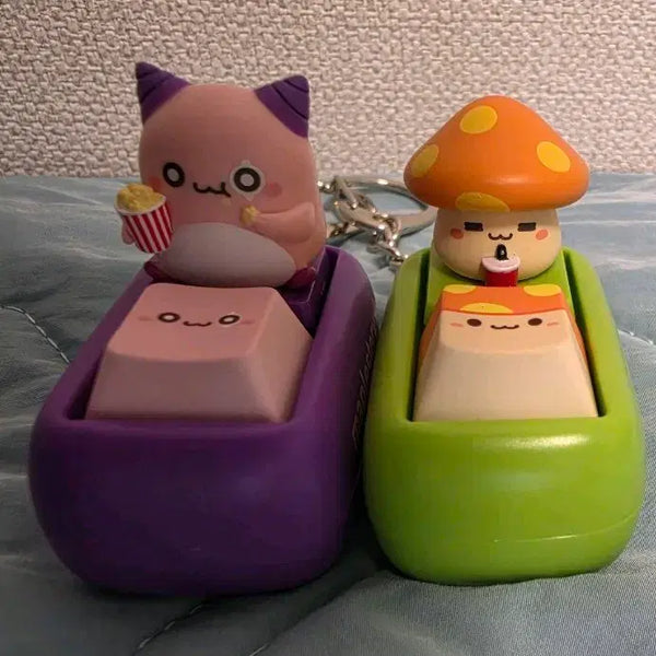 [BUNJANG] MapleStory Keycap Keyring Orange Mushroom & Pink Bean Set / 메이플 키캡 키링