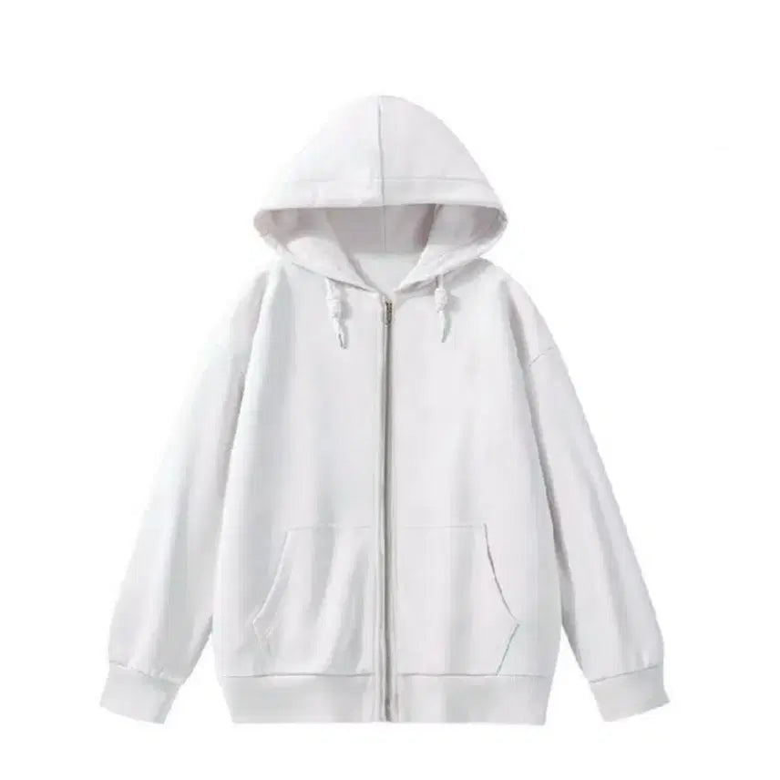 [BUNJANG] Basic Solid Hooded Zip-Up Jacket with Thin Fleece Lining / 새상품 4컬러 기본 무지 후드 얇은 기모 자켓 점퍼 집업