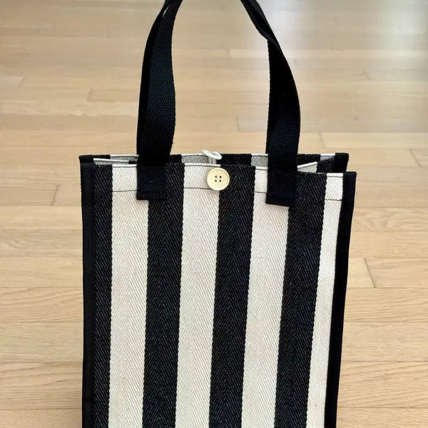 [BUNJANG] Black Stripe Square Tote Bag / 검정색 스트라이프 사각토트!!