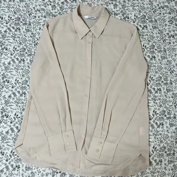 [BUNJANG] Roem Basic Shirt Blouse - Beige, Size S / 로엠 셔츠 블라우스 S