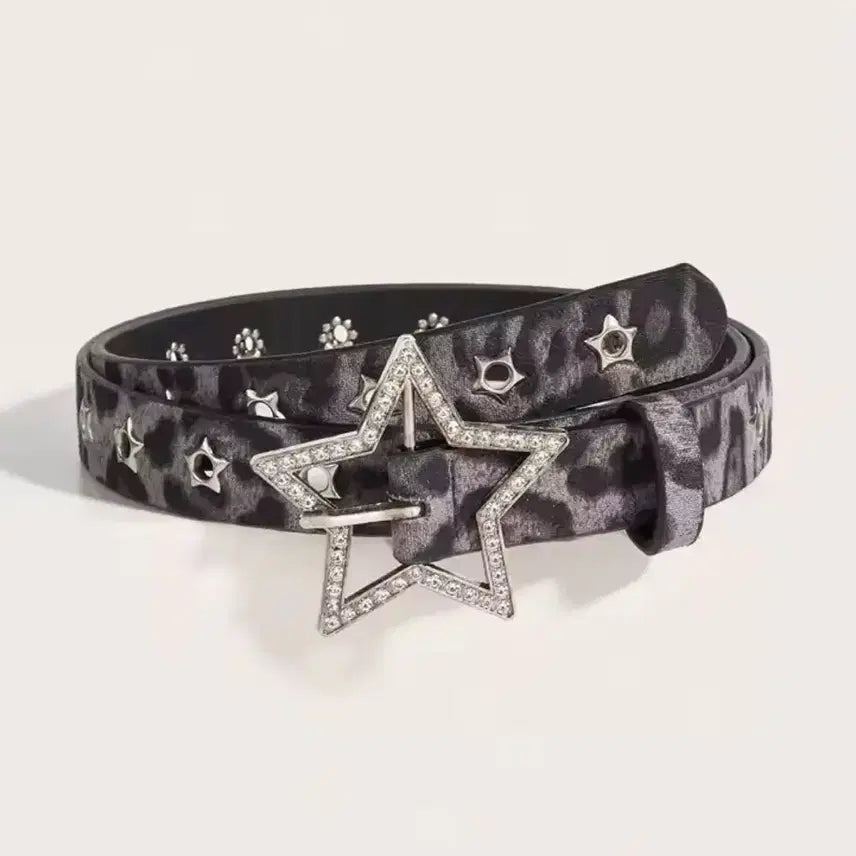 [BUNJANG] Leopard Star Belt / 갸루 호피 별 벨트