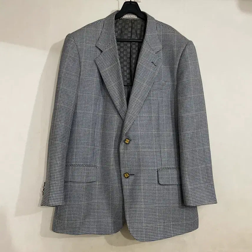 [BUNJANG] Givenchy 90s Houndstooth Logo Button Blazer Jacket / 90s 지방시 하운드투스 로고 버튼 블레이져 자켓