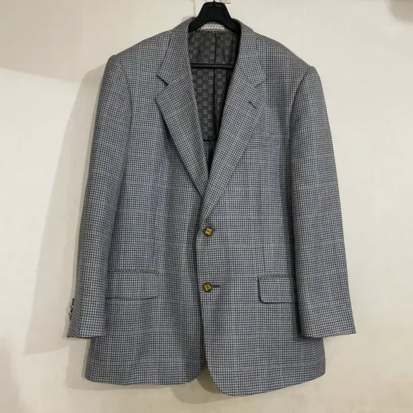 [BUNJANG] Givenchy 90s Houndstooth Logo Button Blazer Jacket / 90s 지방시 하운드투스 로고 버튼 블레이져 자켓