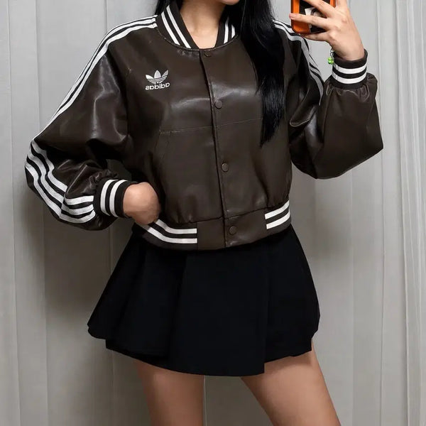 [BUNJANG] Adidas Leather Varsity Jacket / 아디다스 레더 바시티 자켓