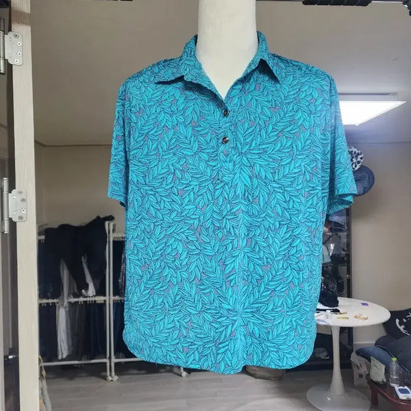 [BUNJANG] Leaf Pattern Short Sleeve Polo Shirt / 잎사귀 패턴 반팔 카라티