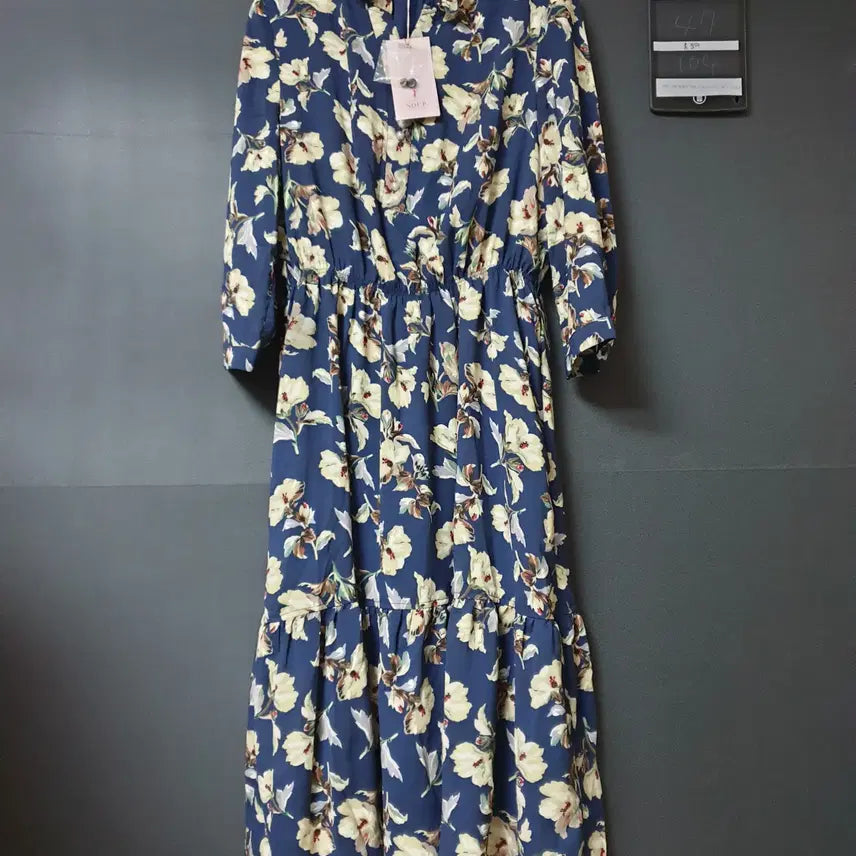 [BUNJANG] Flower Pattern Long Dress Navy / 진짜만원 숲 새상품 꽃무늬 롱원피스 55 네이비