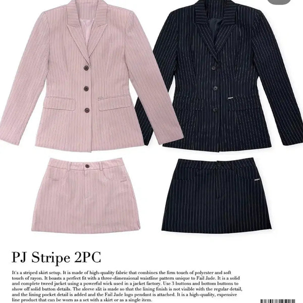[BUNJANG] Pale Jade Stripe Setup (Pink) / 페일제이드 스트라이프 셋업 (핑크)