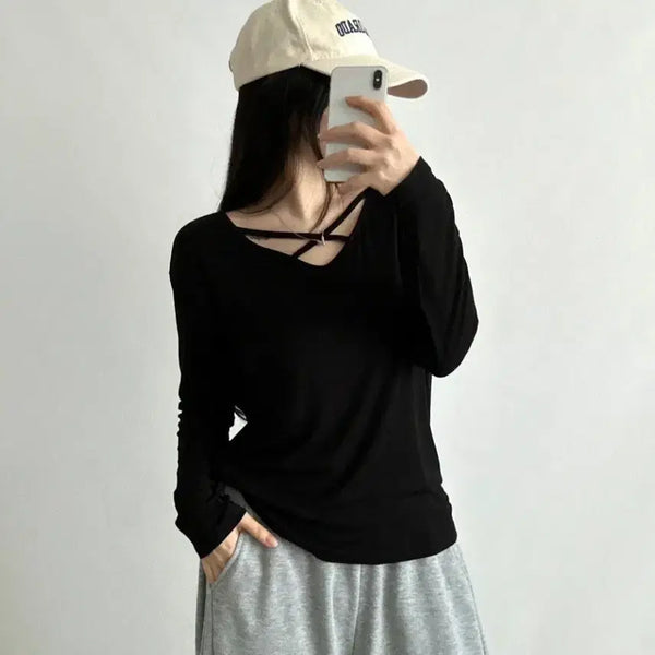 [BUNJANG] Reversible Long-Sleeve T-Shirt / (새상품)앞뒤로 입을수있는 긴팔티셔츠