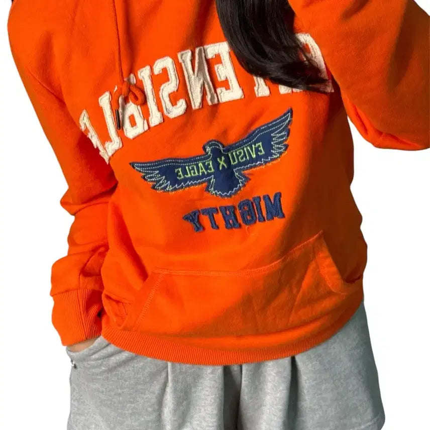 [BUNJANG] Evisu Y2K Extensible Mighty Eagle Embroidered Hoodie / EVISU 에비수 Y2K 익스텐시블 마이티 독수리 자수 후드