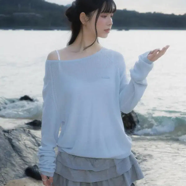 [BUNJANG] Rosee Franz Boatneck Sheer Basic Knit [Sky Blue] / (새상품) 로제프란츠 Boatneck Sheer Basic Knit [Sky Blue]