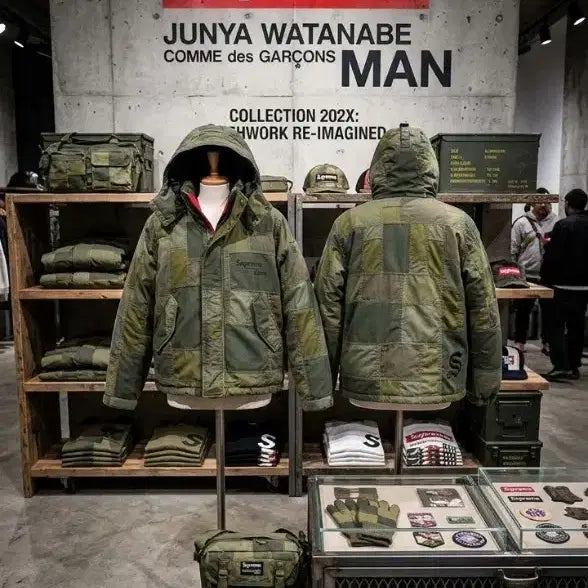 [BUNJANG] Supreme x Junya Watanabe Patchwork Puffy Jacket / 슈프림 x 준야와타나베 콜라보 패치워크 퍼피 패딩자켓(100,새상품)