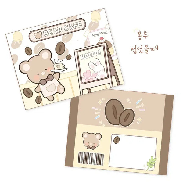 [BUNJANG] Bear Cafe Wrapping Paper Bundle (20 Rolls) / 베어카페 랩핑지 100장 10권 일괄판매(2세트)