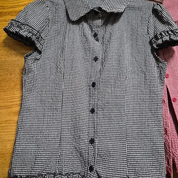[BUNJANG] Check Pattern Frill Blouse / 체크 패턴 프릴 블라우스