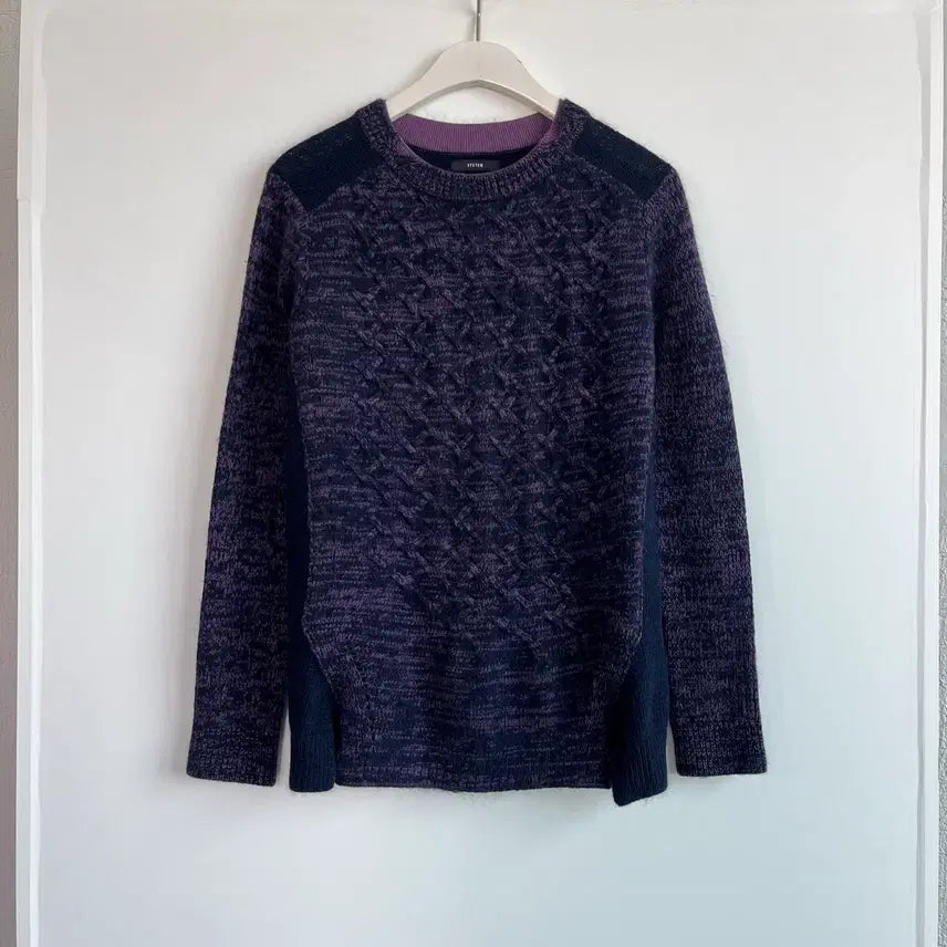 [BUNJANG] SYSTEM Angora Wool Blend Cable Layered Knit / 시스템(SYSTEM) 앙고라 울 혼방 케이블 레이어드 니트 -0927