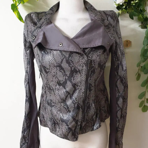 [BUNJANG] Codes Combine Vampy Pattern Rider Jacket Gray / 코데즈컴바인 뱀피패턴 라이더자켓 55 그레이