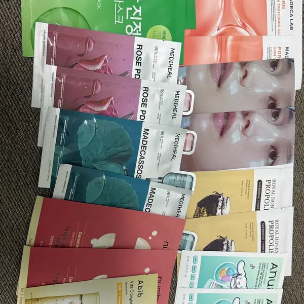 [BUNJANG] Assorted Brand Sheet & Gel Face Masks (20 Count) / 마스크팩/겔마스크 20매 (넘버즈인, 아비브, 아누아, 듀이트리, 메디힐, 스킨푸드, 믹순, 센텔리안24