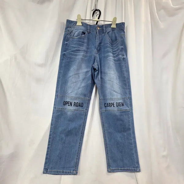 [BUNJANG] Women's Printed 9/10 Length Jeans - Size 30 / 청바지여성프린팅 9부청바지30
