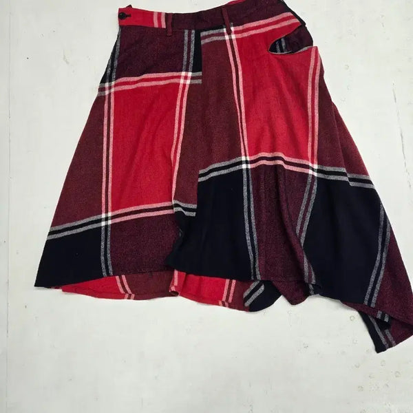 [BUNJANG] Yohji Yamamoto Check Pattern Wrap Skirt / 요지 야마모토 체크 패턴 랩 스커트