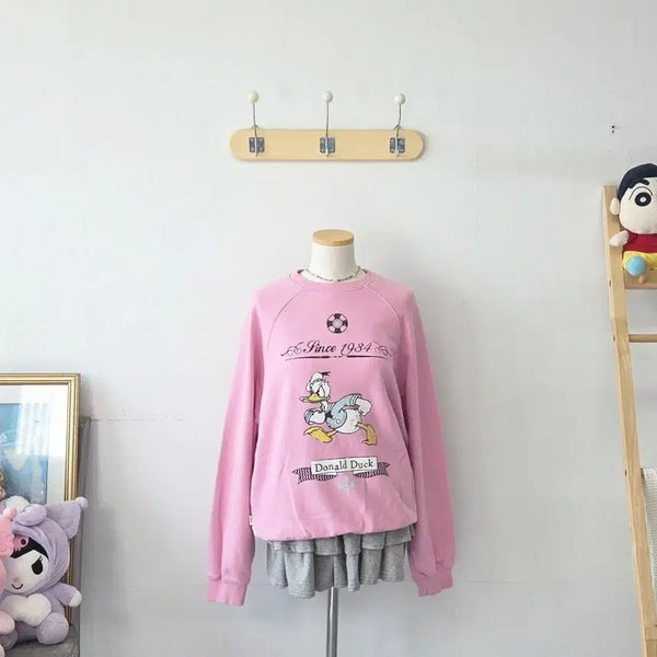 [BUNJANG] Dunst Donald Sweatshirt Pink M Size / 빈티지 만원샵 Dunst 핑크 도날드 맨투맨