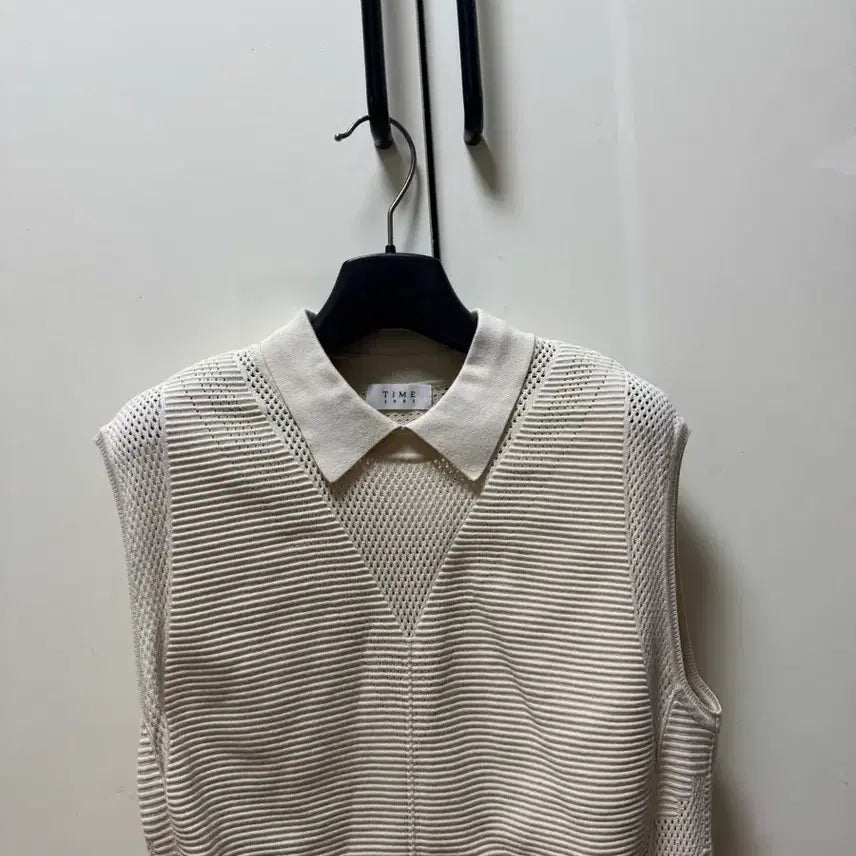 [BUNJANG] TIME Ribbed Knit Vest Ivory / 타임 TIME 니트 조끼