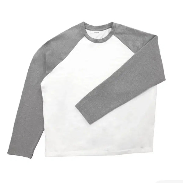 [BUNJANG] Nonnode Raglan T-Shirt White & Gray / 논노드 래글런 티셔츠 화이트 & 그레이 (1)