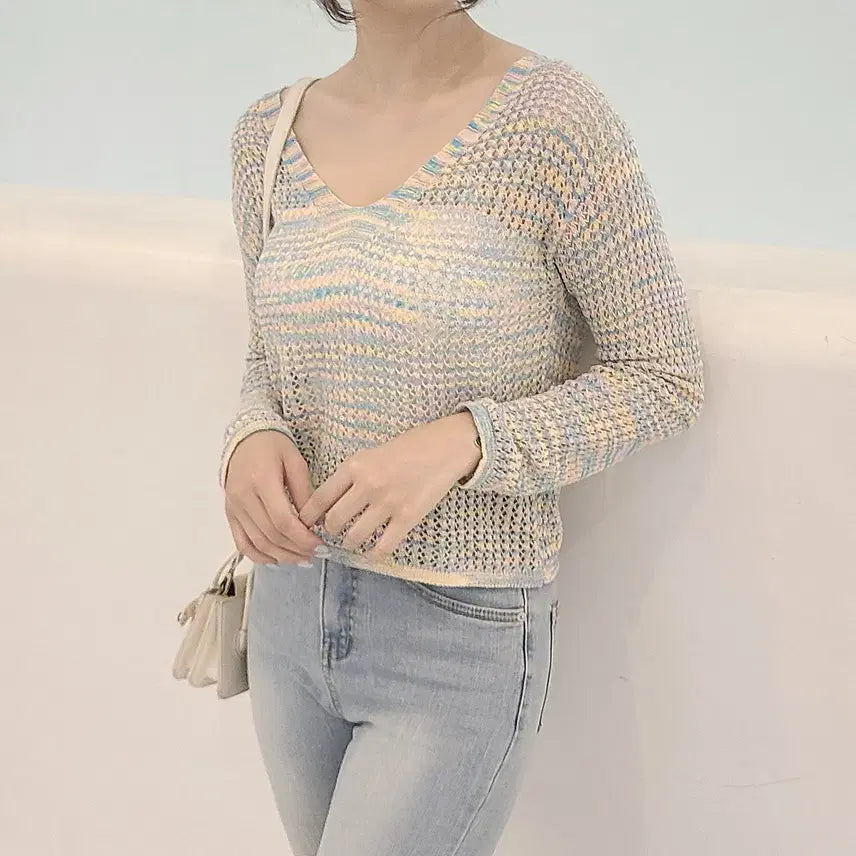 [BUNJANG] Sheer Knit Crop Top / (미착용 새상품) 딱 한장 남은 원가이하 판매 여자니트 니트티 여자니트티 시스루니트 크롭니트 허니