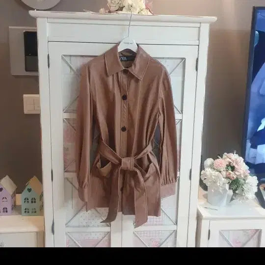 [BUNJANG] Zara Leather Long Shirt Jacket / 자라 레더 롱셔츠 셔켓 레더자켓/55-66
